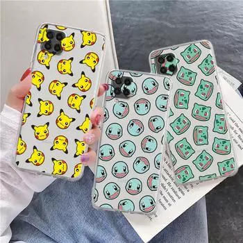 Мягкий чехол для Samsung Galaxy A52 A12 A51 A32 A21s A22 A71 A31 A41 A53 A13 A02s A11 A72 A33, прозрачный чехол для телефона с милым лицом Pokemon Samsung A20e