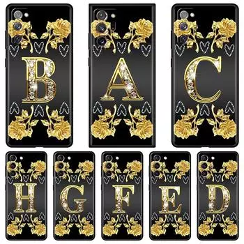Мягкий чехол для Samsung Galaxy S20 FE S21 Ultra S9 S10 Plus S22 S23 S24, черный матовый чехол для телефона, золотистая роза с буквой Galaxy S20