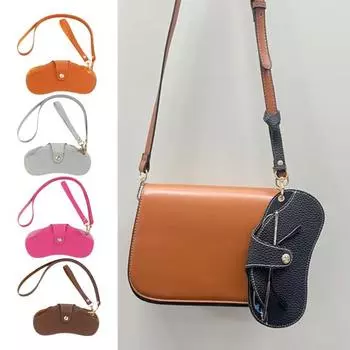 Мягкий чехол для солнцезащитных очков из искусственной кожи, портативный чехол для очков, уличный дорожный органайзер для очков, сумка для переноски с ремешком на запястье, модные аксессуары белый