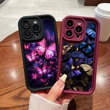 Мягкий чехол для телефона Angel Eye для Samsung A05 A04 A10 A30 A13 A23 A53 A14 A24 A34 A54 A15 A25 A35 A55 S20 S23 FE S24 Ultra Ae65 Бабочка цветок искусство милый Samsung A03