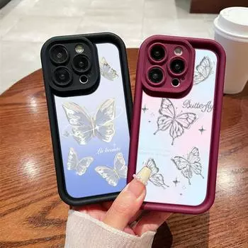 Мягкий чехол для телефона Angel Eye для Samsung A13 A23 A53 A14 A24 A34 A54 A15 A25 A35 A55 S20 S23 FE S24 Ultra Ae67 Бабочка цветок милый мультяшный арт-дизайн Samsung A03