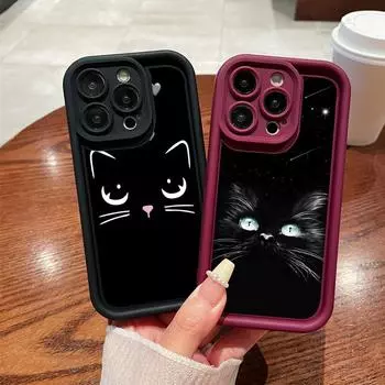Мягкий чехол для телефона Angel Eye TPU для Samsung A05 A13 A23 A53 A14 A24 A34 A54 A15 A25 A35 A55 S20 S23 FE S24 Ultra Ae73 с темными глазами и рисунком кошки Samsung A03