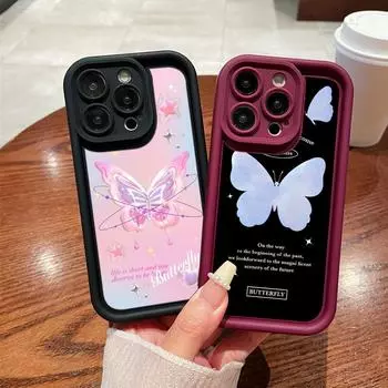 Мягкий чехол для телефона Angel Eye TPU для Samsung A05 A13 A23 A53 A14 A24 A34 A54 A15 A25 A35 A55 S20 S23 FE S24 Ultra Ae68 Бабочка цветок милый дизайн Samsung A03