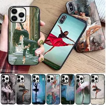 Мягкий чехол для телефона балерины для девочек для iphone 14pro 11pro 12 13pro max 5S 6s xs 7 8plus SE xr 12mini Coque, чехлы Iphone 5 5S