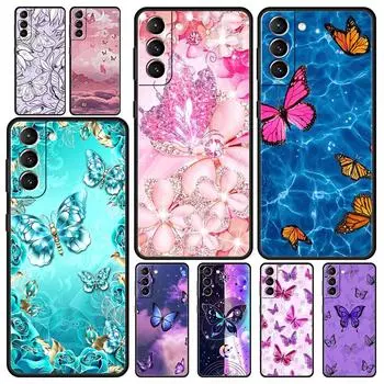 Мягкий чехол для телефона Butterfly Crystal для Samsung Galaxy S24 S23 S22 S20 Ultra S21 FE 5G S10 S9 Plus S10E S8 20, силиконовый чехол из ТПУ Samsung S9