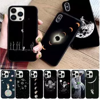 Мягкий чехол для телефона Funda Space Moon Astronavt для iPhone 14Pro 11Pro 12 13Pro Max 5S 6S XS 7 8Plus SE XR 12Mini Coque Cases Iphone 5 5S