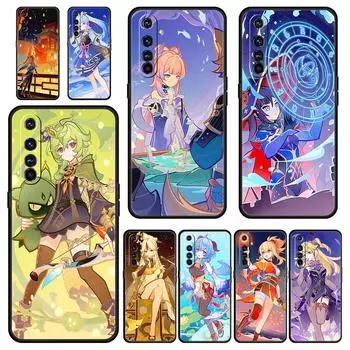 Мягкий чехол для телефона Genshin Impact для Realme GT Neo 2 3 3T, черный чехол для Realme 10 9 8 5G 7 6 GT2 Pro Plus 9i 8i C21 C11 C25 C35 Realme C21