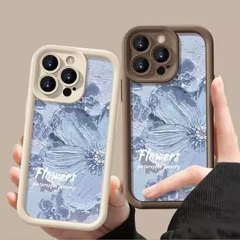 Мягкий чехол для телефона из термополиуретана конфетного цвета для iPhone 16 Pro 15 14 Plus 13 12 11 Pro Max Xs Xr 8 7, противоударный, рельефный, серый, с цветочным узором, защитная крышка для объектива iPhone 16 чёрный