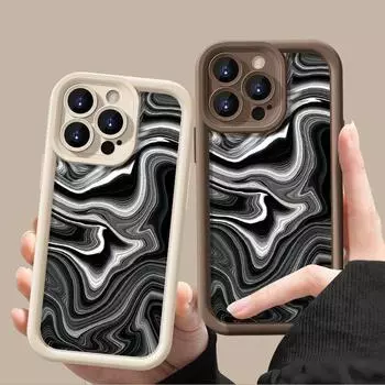 Мягкий чехол для телефона из ТПУ с цветным мраморным узором для iPhone 16 Pro 15 14 Plus 13 12 11 Pro Max Xr Xs 8 7, противоударный однотонный матовый чехол для защиты линз iPhone 16 бежевый