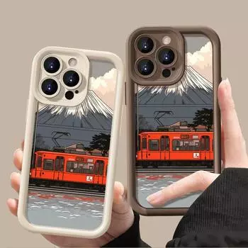 Мягкий чехол для телефона из ТПУ с принтом «Анимация гор» для iPhone 16 Pro Max 15 Plus 14 Pro 13 12 11 XS XR 8 7, силиконовый матовый противоударный защитный чехол для объектива iPhone 16 чёрный