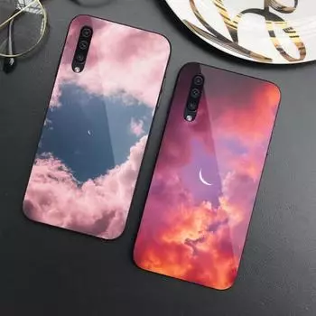 Мягкий чехол для телефона Kawaii Sky Space для Samung A32 A51 A52 NOTE 10 20 S10 S20 S21 S22 Pro Ultra Black PC Glass Phone Cover Samsung S22