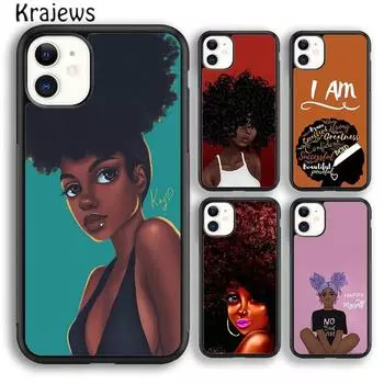 Мягкий чехол для телефона Krajews Afro Black Girl для iPhone 14 5 SE 6s 7 8 plus X XR XS 11 12 13 pro max Samsung S21 S22 ultra iPhone 6plus