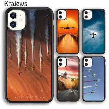 Мягкий чехол для телефона Krajews Aircraft Plane для iPhone 14 5 SE 6s 7 8 plus XR XS 11 12 13 pro max Samsung S21 S22ultra iPhone 6plus