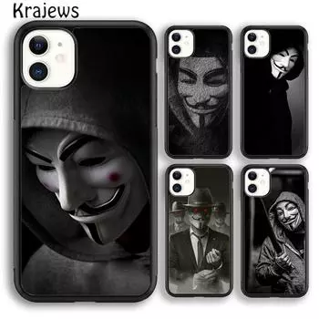 Мягкий чехол для телефона Krajews Anonymous Hacker для iPhone 14 5 SE 6s 7 8 plus X XR XS 11 12 13 pro max Samsung S21 S22 ultra iPhone 6plus