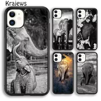 Мягкий чехол для телефона Krajews Baby Elephant Moon для iPhone 14 5 6s 7 8 plus XR XS 11 12 13 pro max Samsung Galaxy S21 S22ultra iPhone 6plus