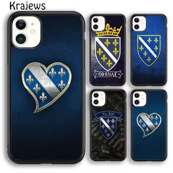 Мягкий чехол для телефона Krajews Bosna i Hercegovina Heart для iPhone 14 5 6s 7 8 plus XR XS 11 12 13 pro max Samsung S21 S22ultra iPhone 6plus