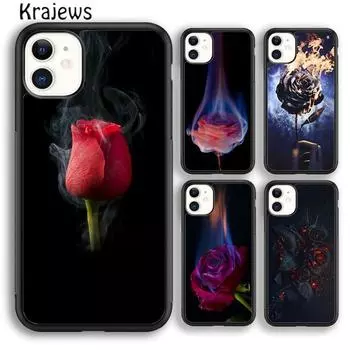 Мягкий чехол для телефона Krajews Burning Love Rose для iPhone 14 5 SE 6s 7 8 plus XR XS 11 12 13 pro max Samsung S21 S22ultra Plus iPhone 6plus