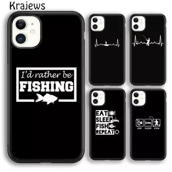 Мягкий чехол для телефона Krajews Eat Sleep Fishing Repeat для iPhone 14 5 6s 7 8 plus X XR XS 11 12 13 pro max Samsung S21 S22ultra iPhone 6plus