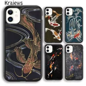 Мягкий чехол для телефона Krajews Koi Carp Fish для iPhone 14 5 SE 6s 7 8 plus X XR XS 11 12 13 pro max Samsung Galaxy S21 S22 ultra iPhone 6plus