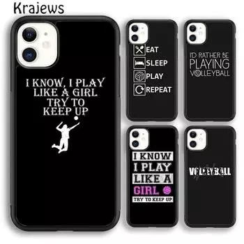Мягкий чехол для телефона Krajews Play волейбольный мяч для iPhone 14 5 6s 7 8 plus XR XS 11 12 13 pro max Samsung S21 S22ultra Plus iPhone 6plus