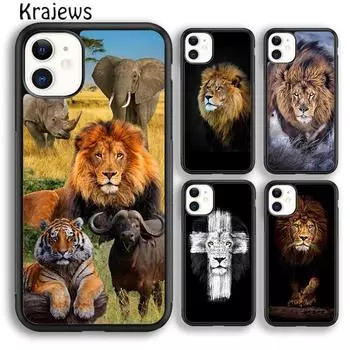 Мягкий чехол для телефона Krajews с африканским львом для iPhone 14 5 6s 7 8 plus X XR XS 11 12 13 pro max Samsung Galaxy S21 S22 ultra iPhone 6plus