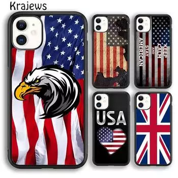 Мягкий чехол для телефона Krajews с американским флагом для iPhone 14 5 SE 6s 7 8 plus X XR XS 11 12 13 pro max Samsung Galaxy S21 S22 ultra iPhone 6plus