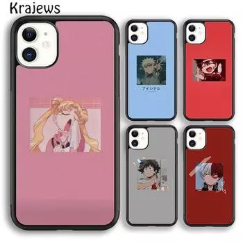 Мягкий чехол для телефона Krajews с аниме-значками для iPhone 14 5 SE 6s 7 8 plus X XR XS 11 12 13 pro max Samsung S21 S22 ultra iPhone 6plus