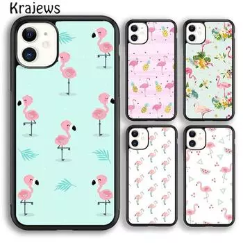 Мягкий чехол для телефона Krajews с изображением фламинго для iPhone 14 5 SE 6s 7 8 plus X XR XS 11 12 13 pro max Samsung S21 S22 ultra iPhone 6plus