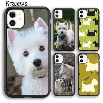 Мягкий чехол для телефона Krajews с милыми животными Westie Dog для iPhone 14 6s 7 8 plus XR XS 11 12 13 pro max Samsung S21 S22ultra Plus iPhone 6plus
