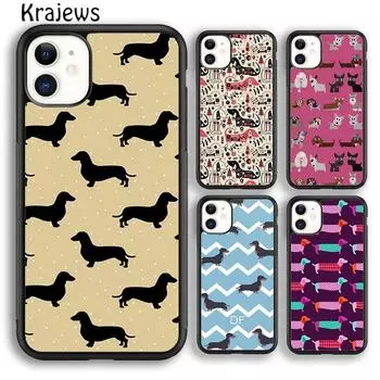 Мягкий чехол для телефона Krajews с таксой и цветком для iPhone 14 5 6s 7 8 plus XR XS 11 12 13 pro max Samsung S21 S22ultra Plus iPhone 6plus