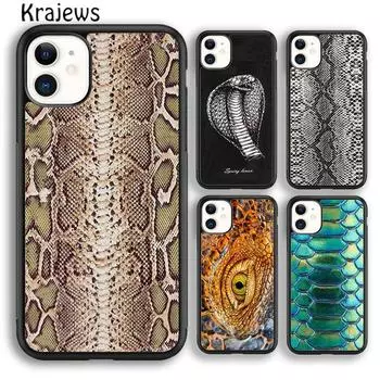 Мягкий чехол для телефона Krajews с текстурой змеиной кожи для iPhone 14 6s 7 8 plus X XR XS 11 12 13 pro max Samsung Galaxy S21 S22 ultra iPhone 6plus