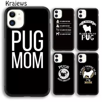 Мягкий чехол для телефона Krajews с забавным мультяшным мопсом для iPhone 14 5 SE 6s 7 8 plus 11 12 13 pro XR XS max Samsung S21 S22ultra Plus iPhone 6plus