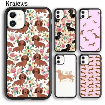 Мягкий чехол для телефона Krajews Sausage Dog Dachshund Art для iPhone 14 5 6s 7 8 plus XR XS 11 12 13 pro max Samsung S21 S22ultra iPhone 6plus