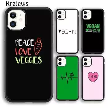 Мягкий чехол для телефона Krajews VEGAN VEGGIE для iPhone 14 5S 6S 7 8 plus X XR XS 11 12 13 pro max Samsung Galaxy S21 S22 ultra iPhone 6plus