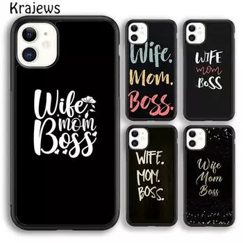 Мягкий чехол для телефона Krajews Wife Mom Boss Quotes для iPhone 14 5 SE 6s 7 8 plus X XR XS 11 12 13 pro max Samsung S21 S22 ultra iPhone 6plus