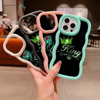 Мягкий чехол для телефона Macaron Big Wave для iPhone 11, 12, 13, 14, 15, Samsung A14, A15, A23, A24, A25, A54, A55, Xiaomi Redmi Note 13, чехол A31, King Queen, пары, искусство for iPhone 6(6s)