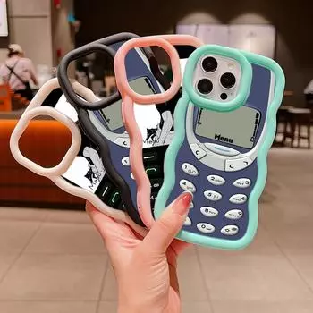 Мягкий чехол для телефона Macaron Big Wave для iPhone 11 12 13 14 15 Samsung A14 A24 A53 A54 A55 Xiaomi Redmi Note 13 12C, чехол A46 с забавным ретро-дизайном кнопок for iPhone 6(6s)