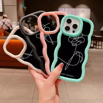 Мягкий чехол для телефона Macaron Big Wave для iPhone 11 12 13 14 15 Samsung A14 A15 A23 A24 A25 A54 A55 Xiaomi Redmi Note 13, чехол A18 Love Yourself Цветочное искусство for iPhone 6(6s)