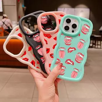 Мягкий чехол для телефона Macaron Big Wave для iPhone 11 12 13 14 15 Samsung A15 A23 A24 A25 A54 A55 Xiaomi Redmi Note 13 12C, чехол A37, косметическая помада для макияжа for iPhone 6(6s)