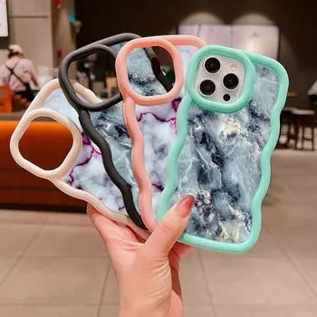Мягкий чехол для телефона Macaron Big Wave для iPhone 11, 12, 13, 14, 15, Samsung A24, A53, A54, A55, Xiaomi Redmi Note 13, чехол A48, чехол с пейзажным узором, масляный мрамор for iPhone 6(6s)
