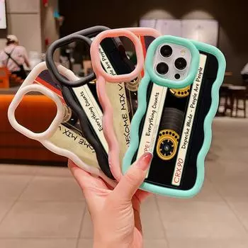 Мягкий чехол для телефона Macaron Big Wave для iPhone 11 12 13 14 15 Samsung A23 A24 A25 A54 A55 Xiaomi Redmi Note 13, чехол A19, оригинальная ретро-кассета с изображением арта for iPhone 6(6s)