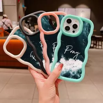 Мягкий чехол для телефона Macaron Big Wave для iPhone 11, 12, 13, 14, 15, Samsung A24, A54, A55, Xiaomi Redmi Note 13, чехол A40, библейский стих, Иисус Христос, христианское искусство