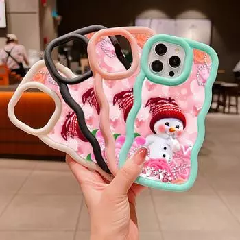 Мягкий чехол для телефона Macaron Big Wave для iPhone 11 12 13 14 15 Samsung A14 A24 A53 A54 A55 Xiaomi Redmi Note 13 12C, чехол A3 Merry Christmas Bear Deer art for iPhone 6(6s) чёрный