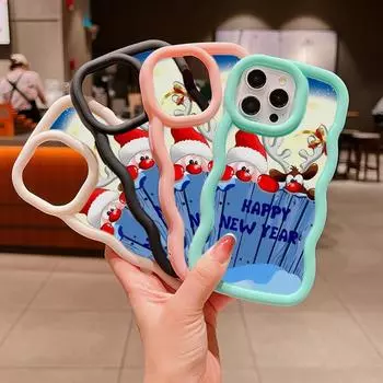 Мягкий чехол для телефона Macaron Big Wave для iPhone 11, 12, 13, 14, 15, Samsung A13, A14, A24, A53, A54, A55, Xiaomi Redmi Note 13, 12C, чехол A2, новогодний, рождественский дизайн for iPhone 6(6s) чёрный