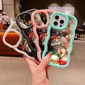 Мягкий чехол для телефона Macaron Big Wave для iPhone 11 12 13 14 15 Samsung A14 A24 A53 A54 A55 Xiaomi Redmi Note 13 12C, чехол A1 с Рождеством и Новым годом, арт for iPhone 6(6s) чёрный