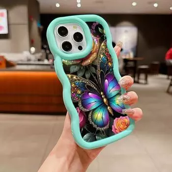 Мягкий чехол для телефона Macaron из ТПУ для iPhone 11, 12, 13, 14, 15 Pro Max SE X Xs Max XR 6 6s 7 8 Plus Tecno Camon 19 20 Pro Realme C35 C55 Ae63 с бабочкой и цветком for iPhone 6(6s)(7)(8)