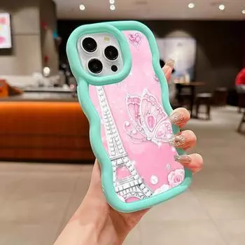 Мягкий чехол для телефона Macaron из ТПУ для iPhone 11, 12, 13, 14, 15 Pro Max SE X Xs Max XR 6 6s 7 8 Plus Tecno Camon 19 Realme C35 Ae62 Бабочка Эйфелева башня for iPhone 6(6s)(7)(8)