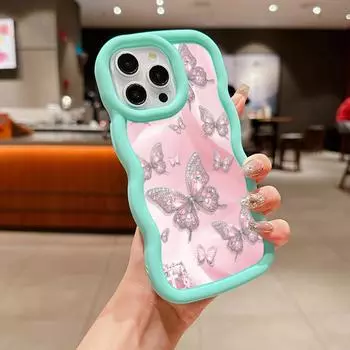 Мягкий чехол для телефона Macaron из ТПУ для iPhone 11, 12, 13, 14, 15 Pro Max SE X Xs Max XR 6 6s 7 8 Plus Tecno Camon 19 20 Realme C35 Ae66, милый цветок-бабочка for iPhone 6(6s)(7)(8)
