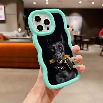 Мягкий чехол для телефона Macaron из ТПУ для iPhone 11, 12, 13, 14, 15 Pro Max SE X Xs Max XR 6s 7 8 Plus Tecno Camon 19 Realme C35, чехол Ae52, собака, доберман, арт for iPhone 6(6s)(7)(8)
