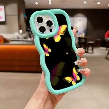 Мягкий чехол для телефона Macaron из ТПУ для iPhone 11, 12, 13, 14, 15 Pro Max SE X Xs Max XR 6 6s 7 8 Plus Tecno Camon 19 20 Pro Realme C35 Ae64 с бабочкой и цветочным рисунком for iPhone 6(6s)(7)(8)